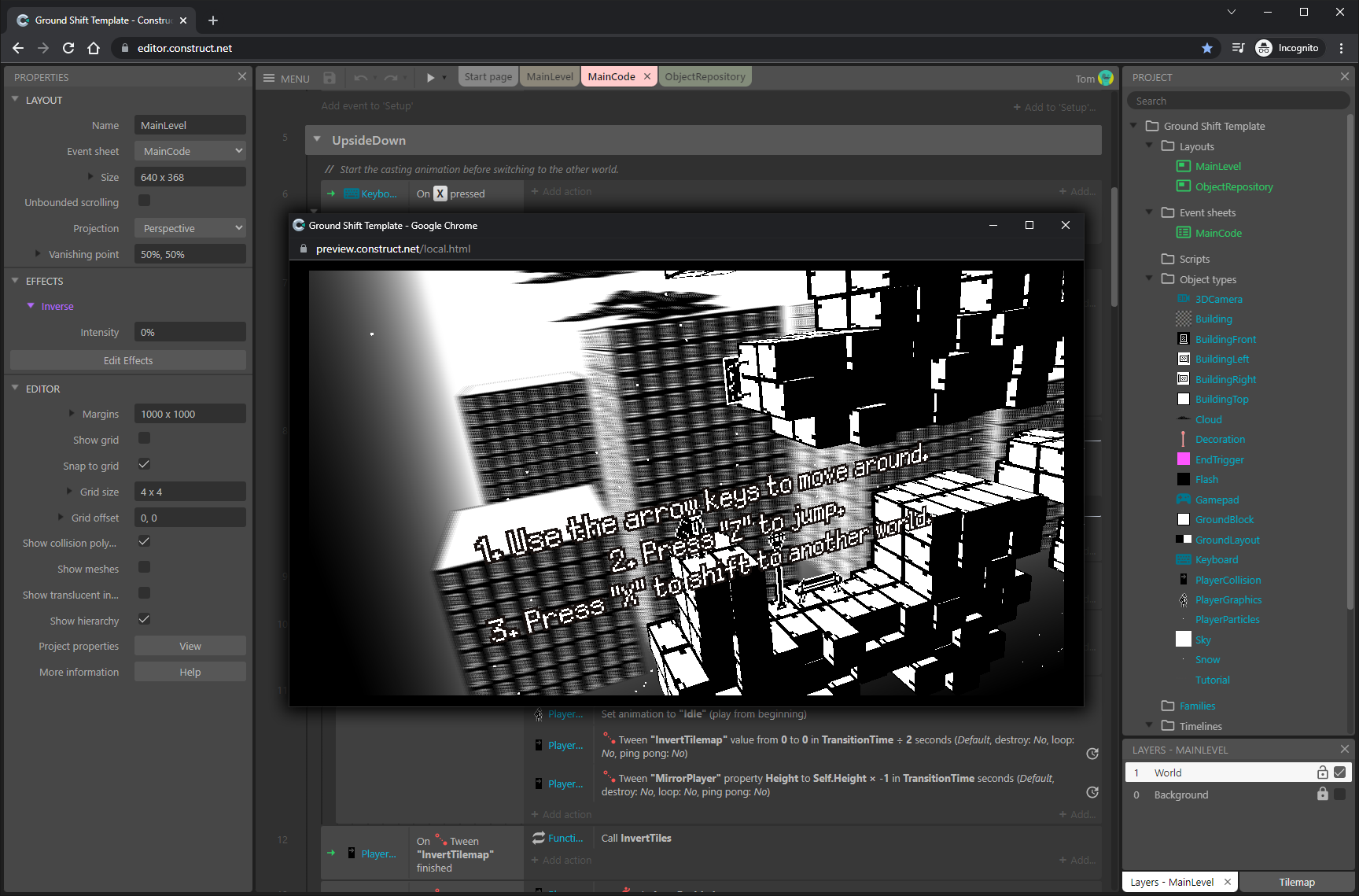 screenshot of Construct 3